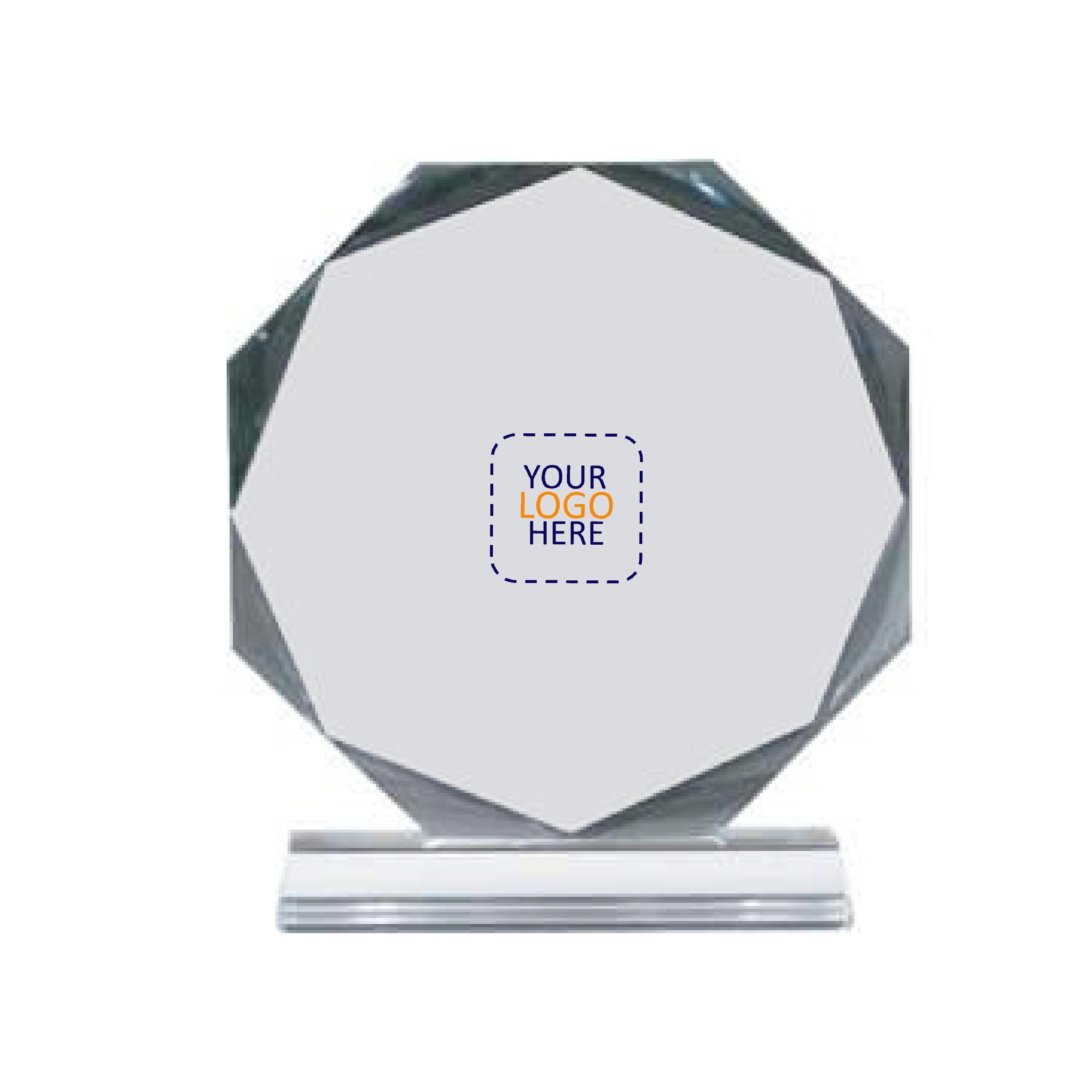 15 x 17 Octagon Crystal Award with Logo